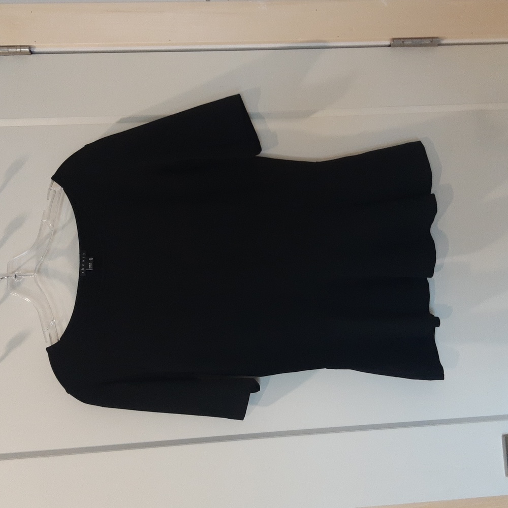Theory Defta Black Knit Peplum Top Size M